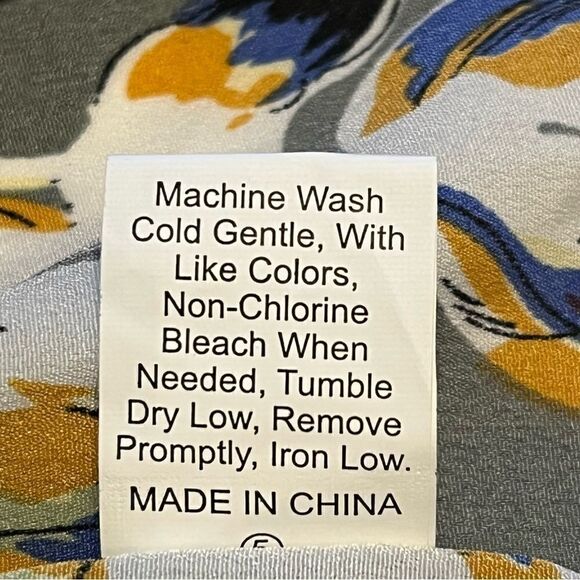 Schein Mini Dress Large(8-10) Gray with yellow/pink multi floral pattern - Picture 10 of 10